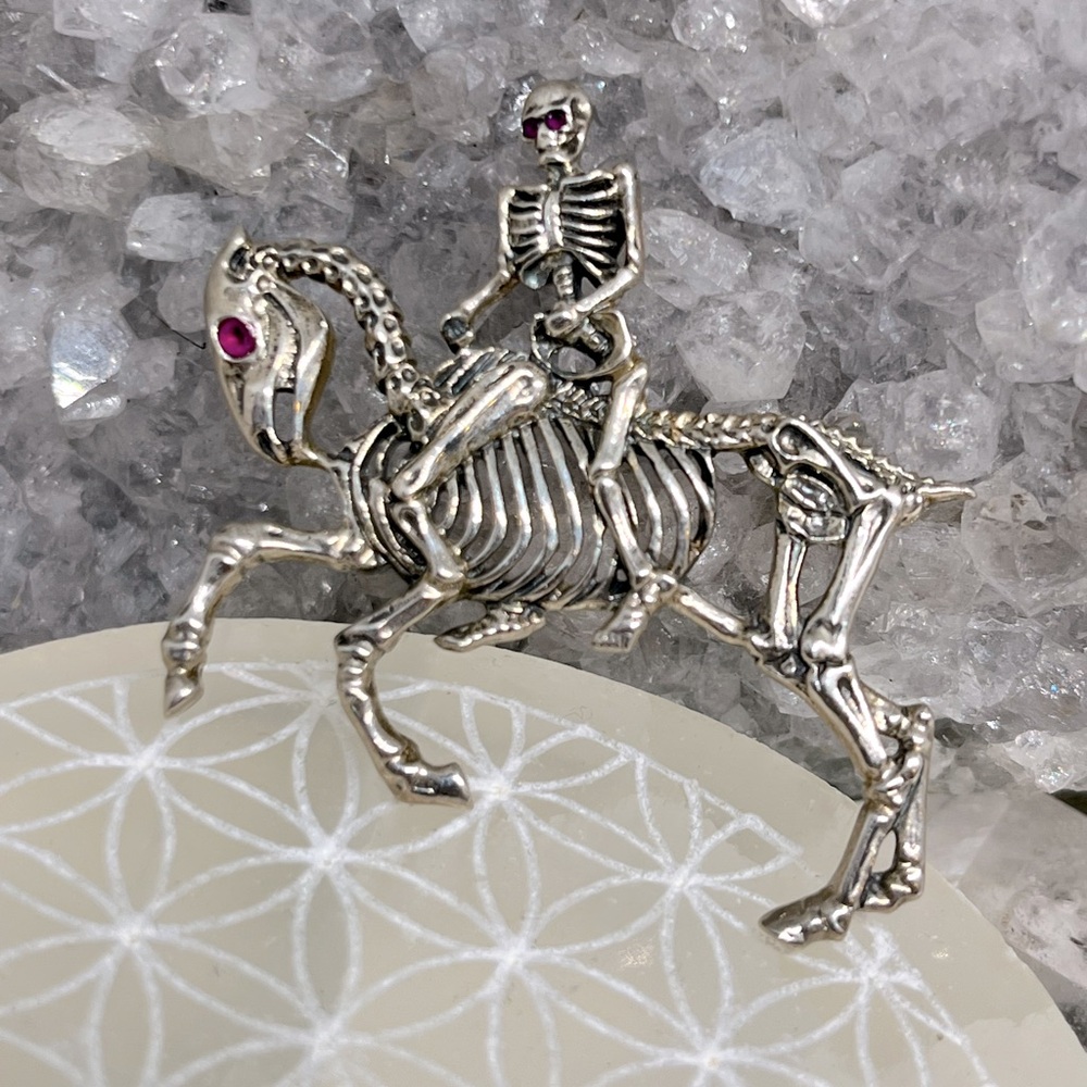 Vintage Sterling Silver Skeleton Horse Pendant